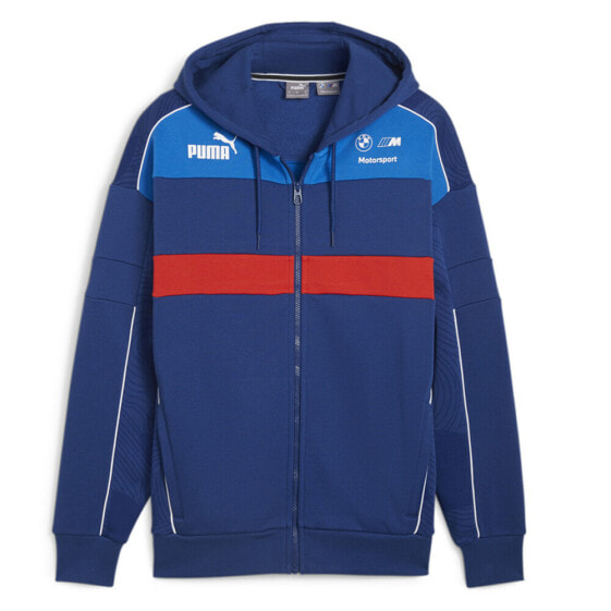 Puma Bmw Mms Sds Hooded Sweat Full Zip Jacket Mens Blue Casual Athletic Outerwea