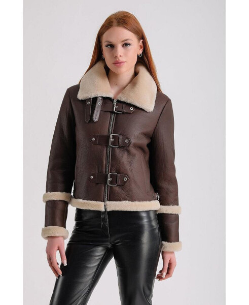 Women's Shearling Jacket, Brown