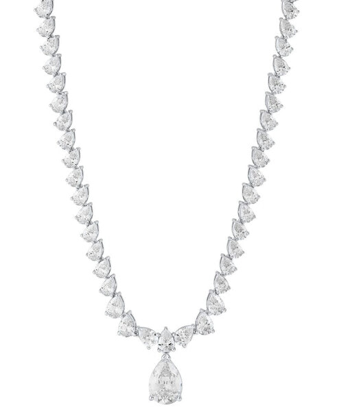 Cubic Zirconia Fancy 18" Collar Necklace in Sterling Silver