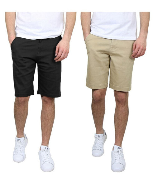 Men's 5 Pocket Flat Front Slim Fit Stretch Chino Shorts, Pack of 2