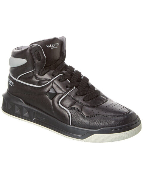 Valentino Leather High-Top Sneaker Men's Black 40