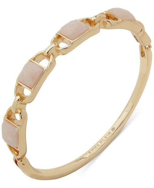 Gold-Tone Stone-Set Oval Link Bangle Bracelet