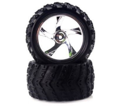 Himoto Monster Truck Tyre + Chrome Rim 23626B+28662 2 шт. - 28663V