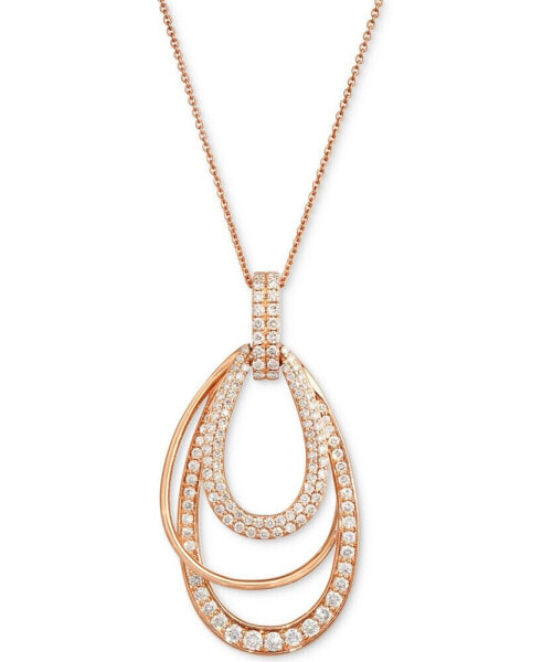 Nude Diamond Multi Layered Teardrop Orbital Adjustable 20" Pendant Necklace (1 ct. t.w.) in 14k Rose Gold