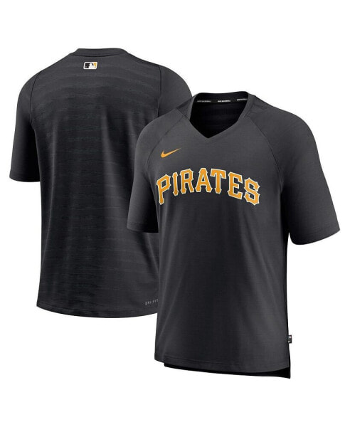 Men's Black Pittsburgh Pirates Authentic Collection Pregame Raglan Performance V-Neck T-shirt