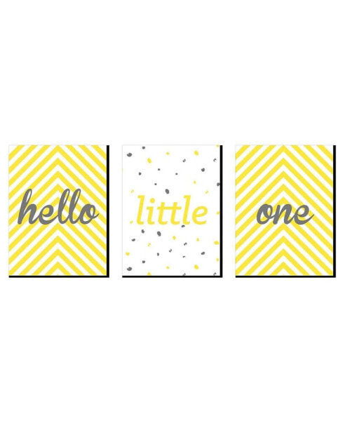 Hello Little One - Yellow & Gray - Wall Art Decor - 7.5 x 10 inches - 3 Prints