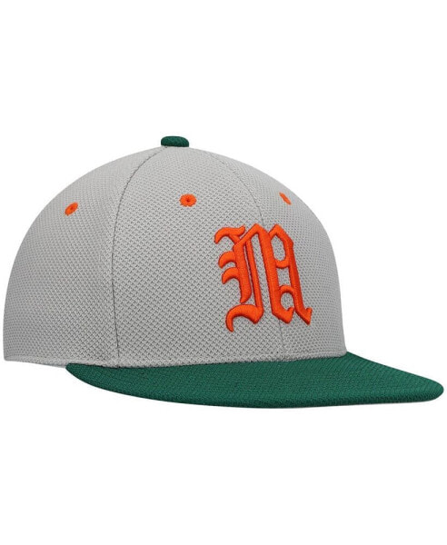 Men's Gray, Green Miami Hurricanes On-Field Baseball Fitted Hat