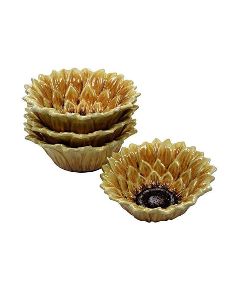 Sunset Sunflower 4-Pc. 3-D Ice Cream Bowl