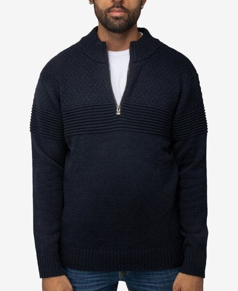 Men's Mock Neck Texture Quarter Zip Knitted Sweater