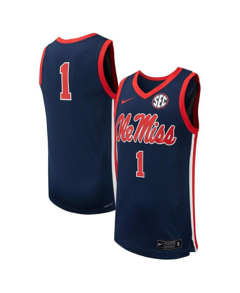 Мужская футболка Nike футбол #1 Navy Ole Miss Rebels Replica