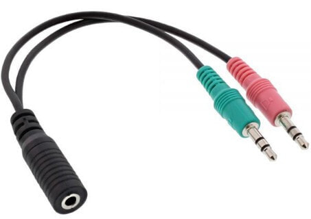 InLine Audio Headset adpter cable - 2x 3.5mm M to 3.5mm F 4pin - OMTP - 0.15m