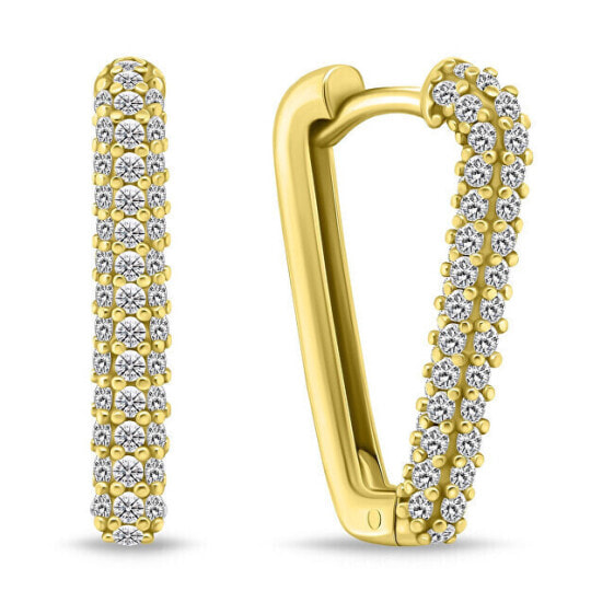 Timeless gold-plated earrings with zircons EA873Y