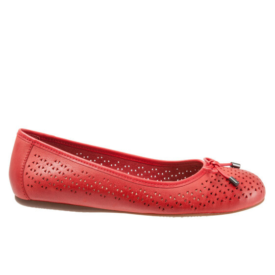 Softwalk Napa Laser S1806-600 Womens Red Leather Slip On Ballet Flats Shoes 5