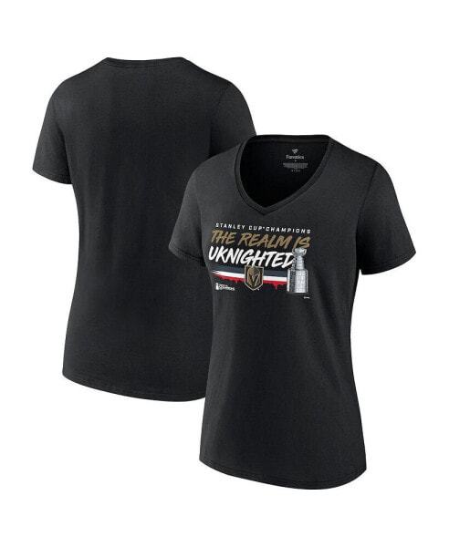 Women's Black Vegas Golden Knights 2023 Stanley Cup Champions Hometown DNA V-Neck T-shirt
