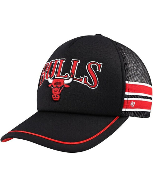Men's Black Chicago Bulls Sidebrand Stripes Trucker Adjustable Hat