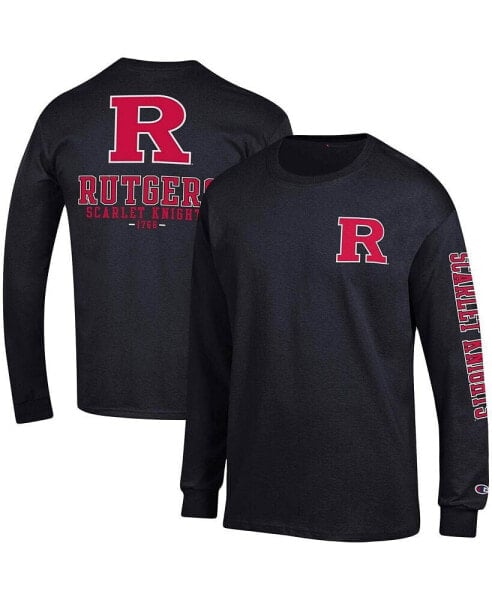 Men's Black Rutgers Scarlet Knights Team Stack Long Sleeve T-shirt