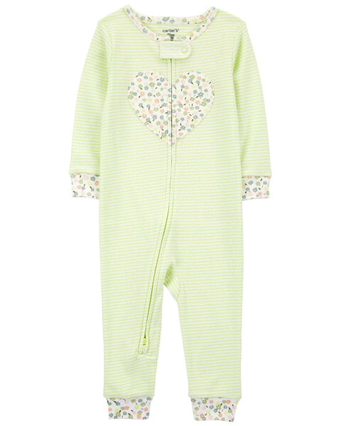 Toddler 1-Piece Heart 100% Snug Fit Cotton Footless Pajamas 4T