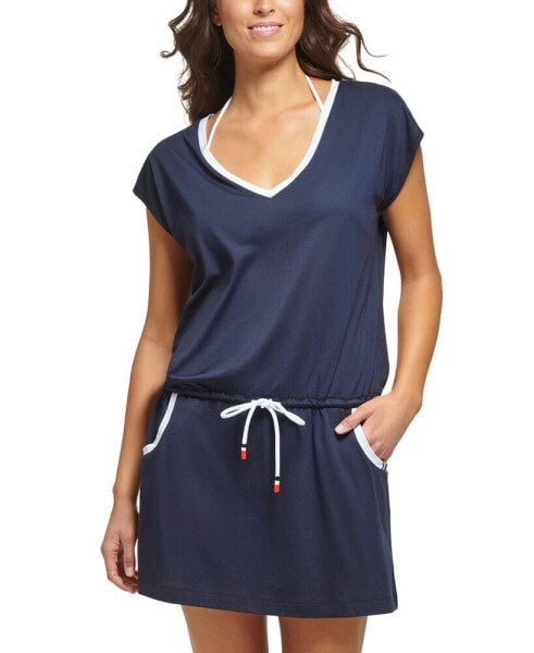 Drawstring Cover-Up Dress