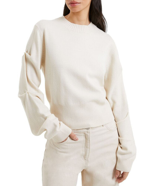 Women's Imitation Pearl-Sleeve Sweater