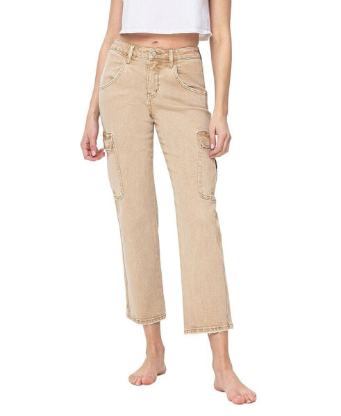 Women's High Rise Cargo Straight Jeans