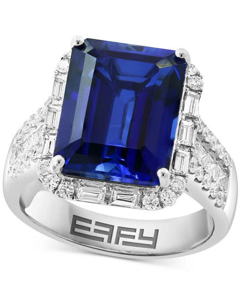 EFFY® Lab Grown Sapphire (7-5/8 ct. t.w.) & Lab Grown Diamond (1 ct. t.w.) Halo Statement Ring in 14k Gold