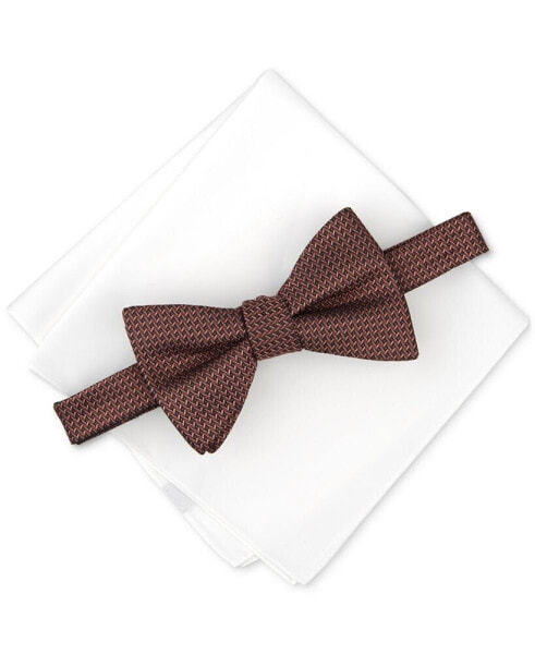 Men's Mini-Vine Bow Tie & Solid Pocket Square Set, Created for Macy's