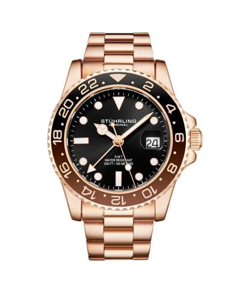 Men's Rose Gold Stainless Steel Bracelet Watch 42mm