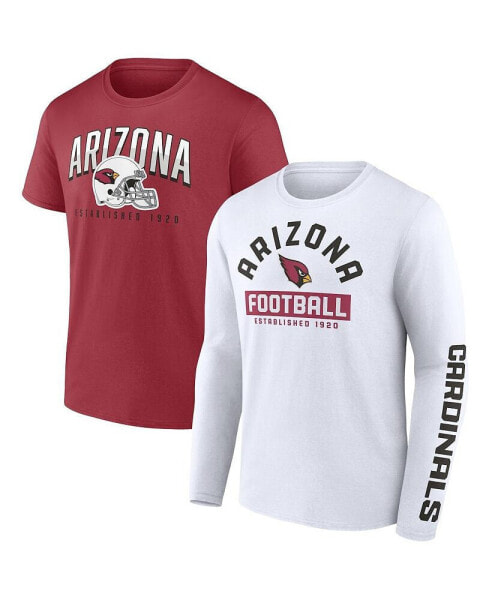 Men's Cardinal, White Arizona Cardinals Long and Short Sleeve Two-Pack T-shirt