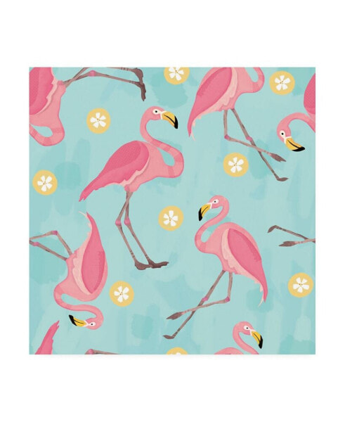 Holli Conger Fancy Flamingos repeat1 Canvas Art - 15.5" x 21"