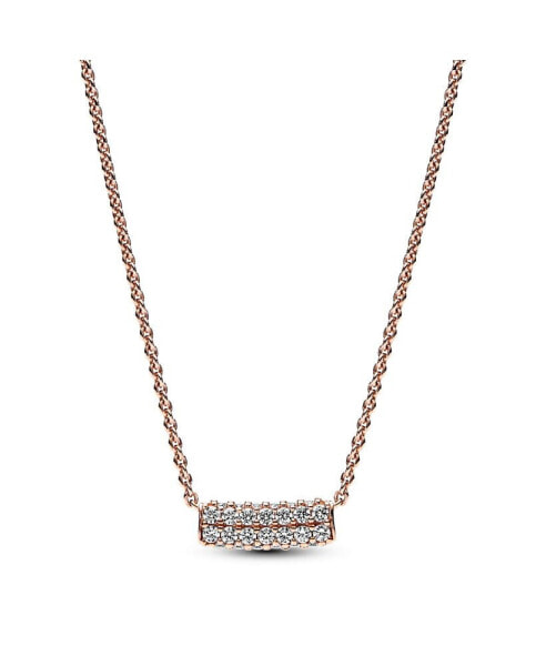 Timeless 14K Rose Gold-Plated Pave Cubic Zirconia Double-Row Bar Collier Necklace