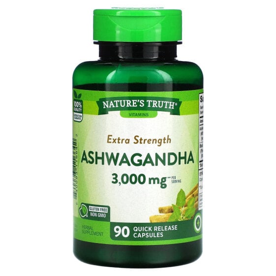 Extra Strength Ashwagandha, 3,000 mg, 90 Quick Release Capsules (1,500 mg per Capsule)