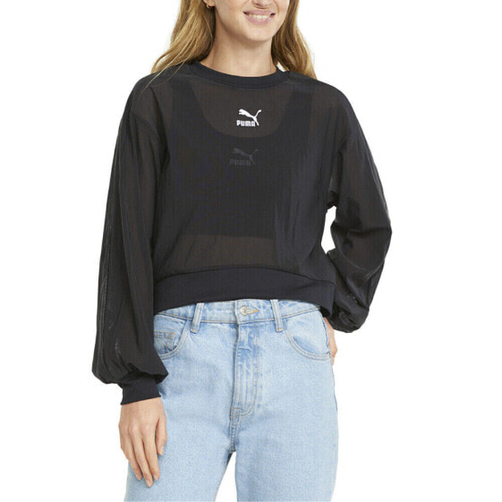 Puma T7 Balloon Sleeve Crew Neck Sweatshirt Womens Black 535488-01