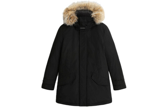 WOOLRICH 可拆卸毛皮派克纯色连帽中长款羽绒服 男款 黑色 / Куртка WOOLRICH FW21 CFWOOU0486MRUT0001-BLK