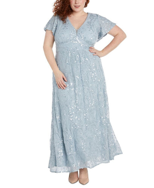 Plus Size Sequined Fit & Flare Gown