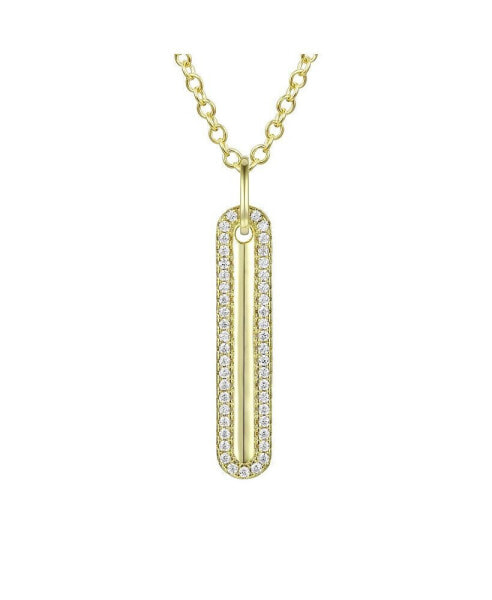 Sterling Silver Cubic Zirconia Long Pendant Necklace
