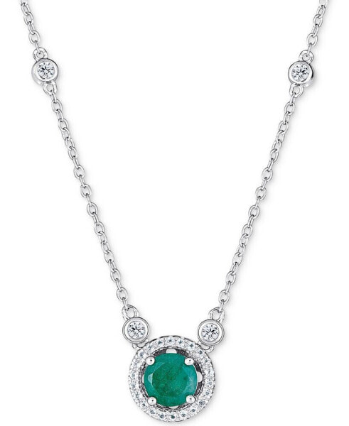 Sapphire (1 ct. t.w.) and White Topaz (1/2 ct. t.w.) 18" Pendant Necklace in Sterling Silver (Also Available In Tanzanite & Emerald)