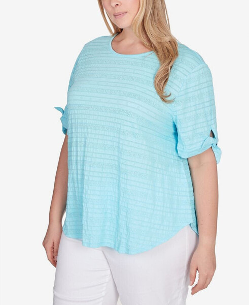 Plus Size Decorative Smocked Knit Top