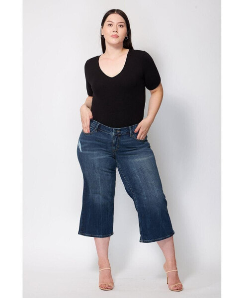 Plus Size Mid Rise Wide Leg Jeans