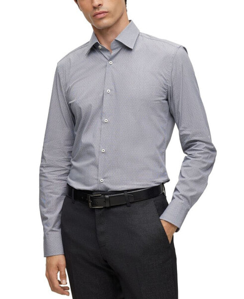 Men's Easy-Iron Structured Stretch Cotton Slim-Fit Dress Shirt