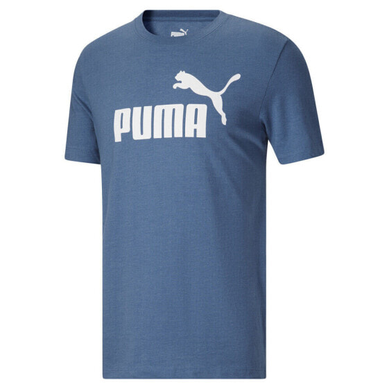 Puma Essentials Heather Logo Crew Neck Short Sleeve T-Shirt Mens Blue Casual Top