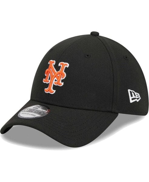 Men's Black New York Mets Logo 39THIRTY Flex Hat