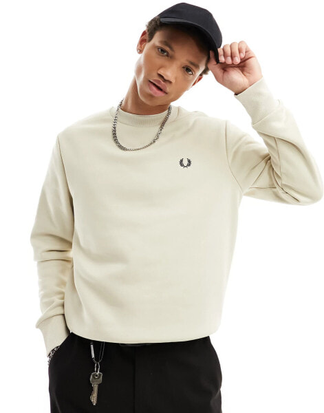 Fred Perry warped graphic sweatshirt cream