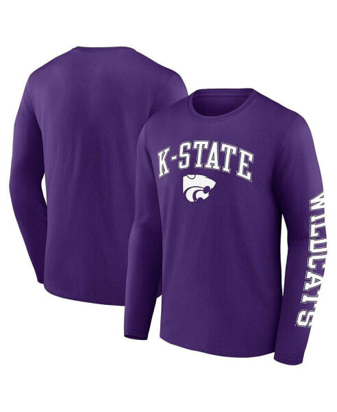 Men's Purple Kansas State Wildcats Distressed Arch Over Logo Long Sleeve T-shirt