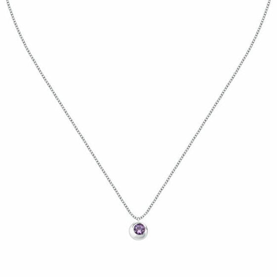 Charming Silver Necklace with Amethyst Semipreziose SAXN07