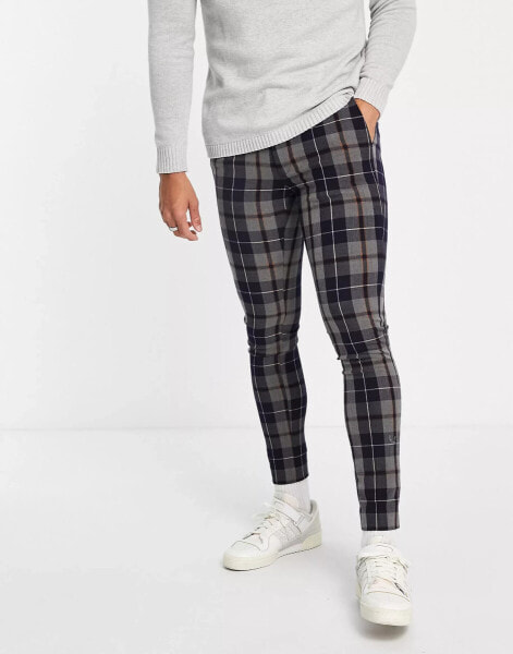 ASOS DESIGN super skinny smart trousers in navy check