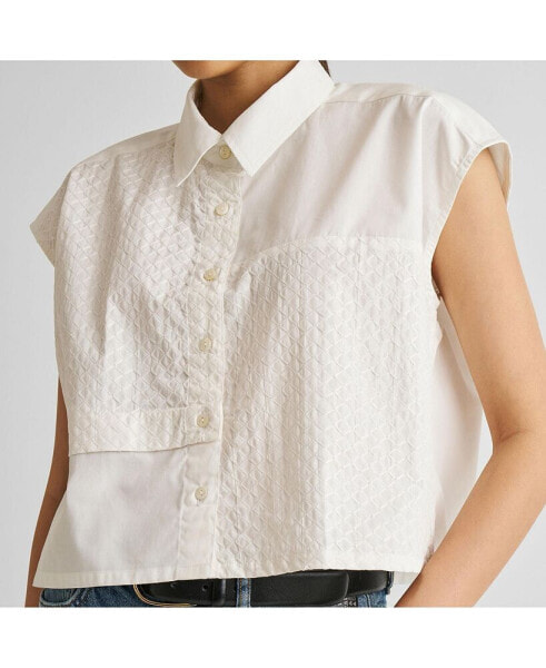 Women's Embroidered Panel Crop Top