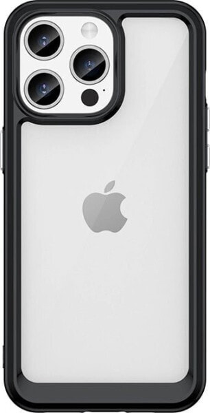 Hurtel Wzmocnione etui z elastyczną ramką do iPhone 15 Pro Max Outer Space - czarne