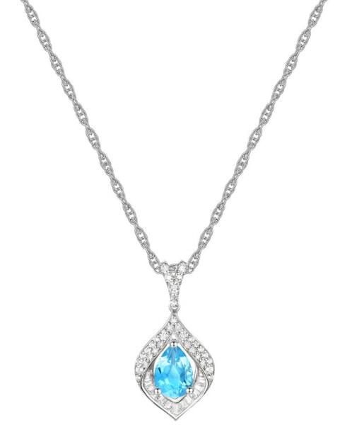 Lab-Grown Blue Sapphire (3/4 ct. t.w.) & Lab-Grown White Sapphire (1/3 ct. t.w.) Framed 18" Pendant Necklace in Sterling Silver (Also in Additional Gemstones)