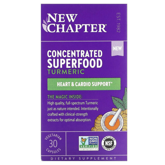 БАД для здоровья кишечника New Chapter Концентрированный Суперфуд Куркума, 30 вегетарианских капсул