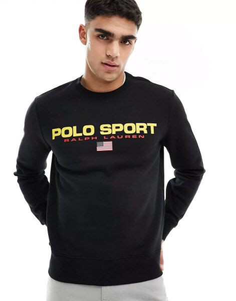 Polo Ralph Lauren Sport Capsule logo front sweatshirt in black